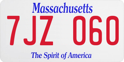 MA license plate 7JZ060