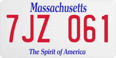 MA license plate 7JZ061