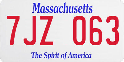 MA license plate 7JZ063