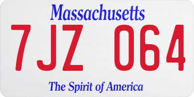MA license plate 7JZ064