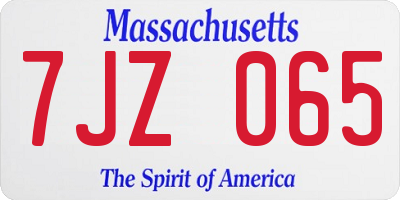 MA license plate 7JZ065