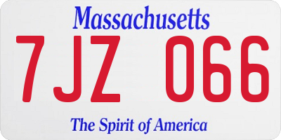 MA license plate 7JZ066