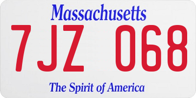 MA license plate 7JZ068