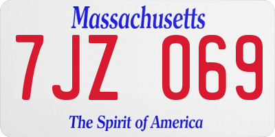 MA license plate 7JZ069