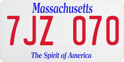 MA license plate 7JZ070