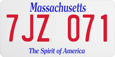 MA license plate 7JZ071