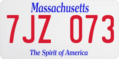 MA license plate 7JZ073