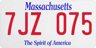MA license plate 7JZ075