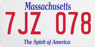 MA license plate 7JZ078