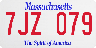 MA license plate 7JZ079