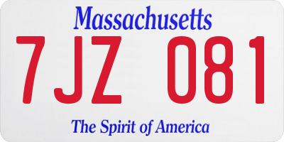 MA license plate 7JZ081