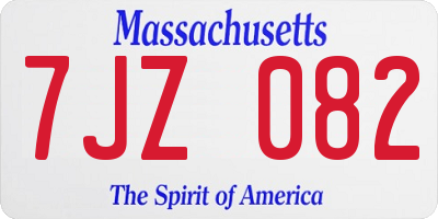 MA license plate 7JZ082