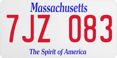 MA license plate 7JZ083
