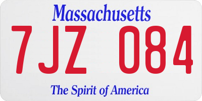 MA license plate 7JZ084