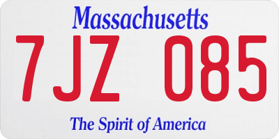 MA license plate 7JZ085