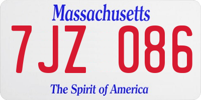 MA license plate 7JZ086