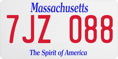 MA license plate 7JZ088