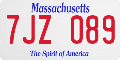 MA license plate 7JZ089