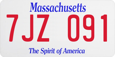 MA license plate 7JZ091