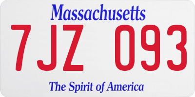 MA license plate 7JZ093
