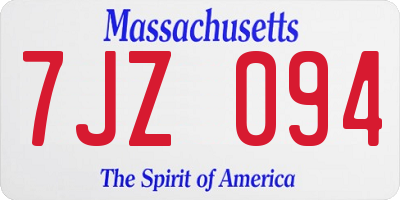 MA license plate 7JZ094
