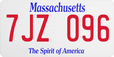 MA license plate 7JZ096