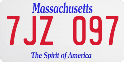 MA license plate 7JZ097