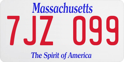 MA license plate 7JZ099