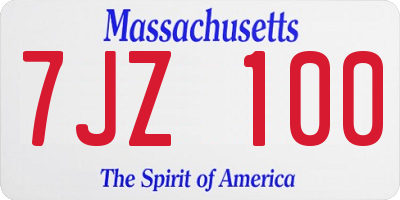 MA license plate 7JZ100