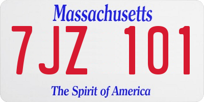 MA license plate 7JZ101