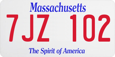 MA license plate 7JZ102