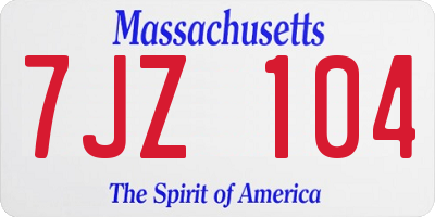 MA license plate 7JZ104
