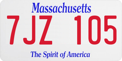 MA license plate 7JZ105