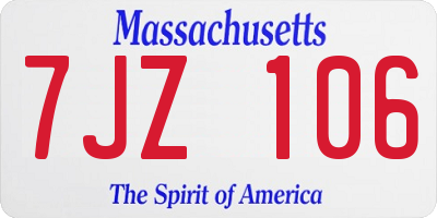 MA license plate 7JZ106