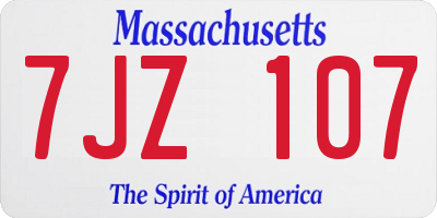 MA license plate 7JZ107