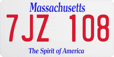 MA license plate 7JZ108