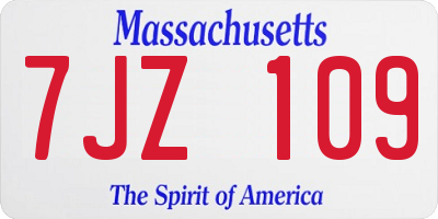 MA license plate 7JZ109