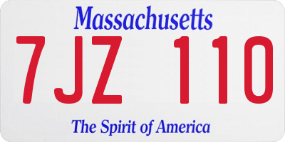 MA license plate 7JZ110