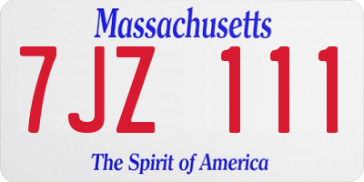 MA license plate 7JZ111