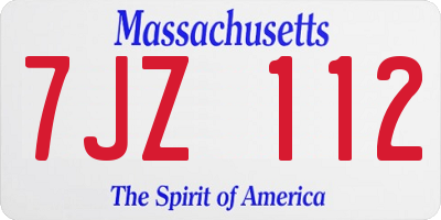 MA license plate 7JZ112