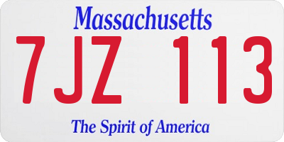 MA license plate 7JZ113
