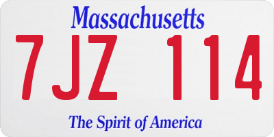 MA license plate 7JZ114