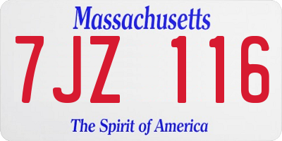 MA license plate 7JZ116