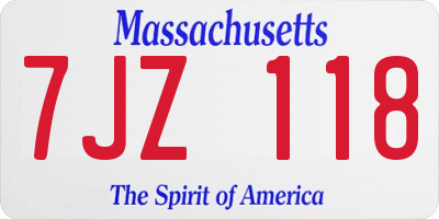 MA license plate 7JZ118
