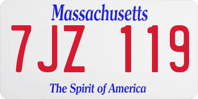 MA license plate 7JZ119