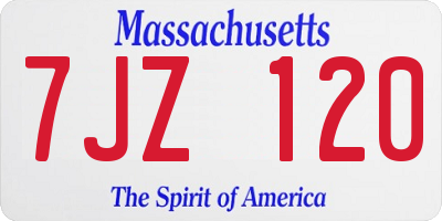 MA license plate 7JZ120