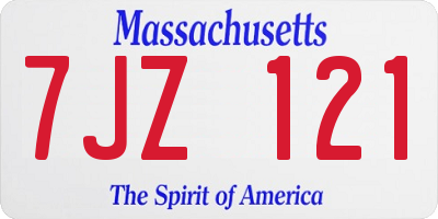 MA license plate 7JZ121