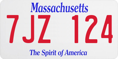 MA license plate 7JZ124