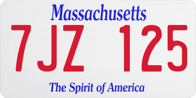 MA license plate 7JZ125