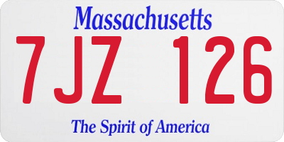 MA license plate 7JZ126